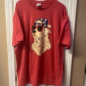Delta Red T-Shirt with Patriotic Dog Design